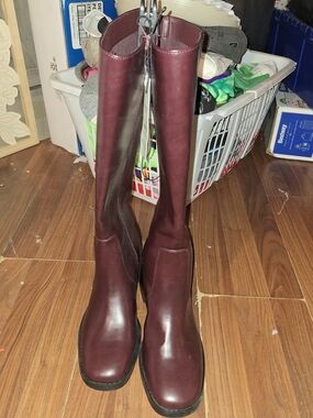No Boundaries Women's Over-the-Knee Boots in Burgundy